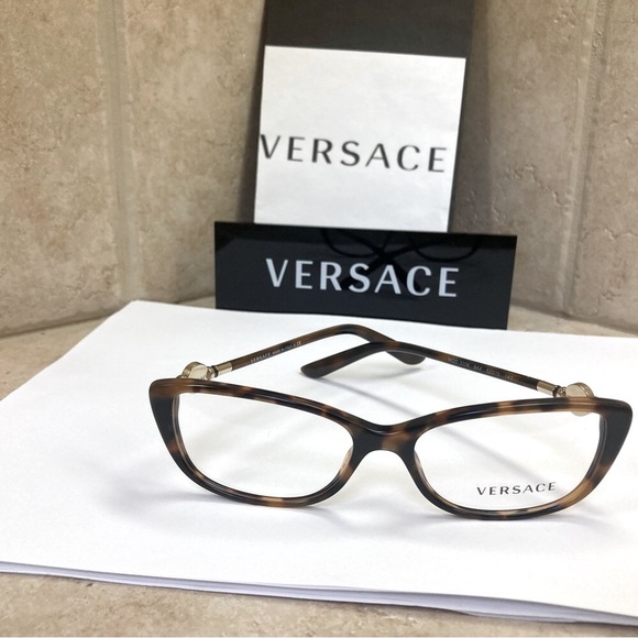 New Versace Tortoise Eyeglasses. Semi cat eye - Picture 2 of 12